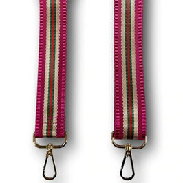 Pom Pom Strap Striped Pink &amp; Bronze Stripe