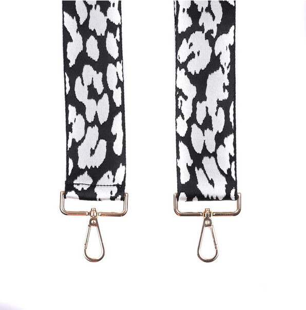 Pom Pom Strap Black &amp; White Leopard