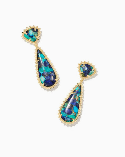 Earring Payton Drop Gold Bronze Lapis Turquoise