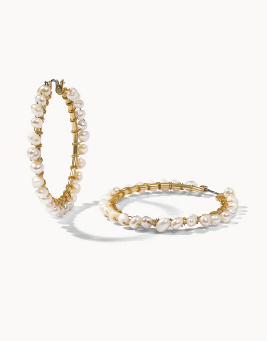 Ann Pearl Hoop Earrings Pearl