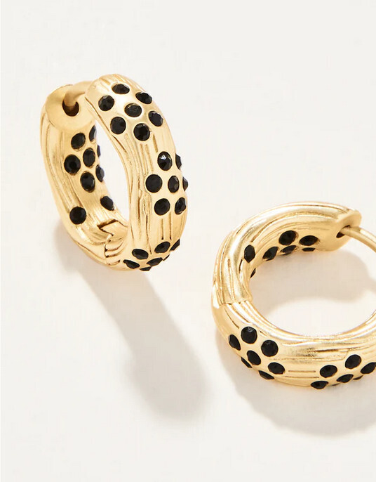 Sand Bar Midi Hoop Earrings Black