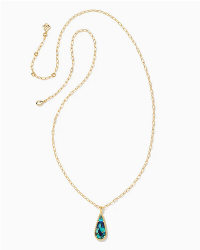 Payton Necklace Long Pendant Gold Bronze Lapis Turquoise