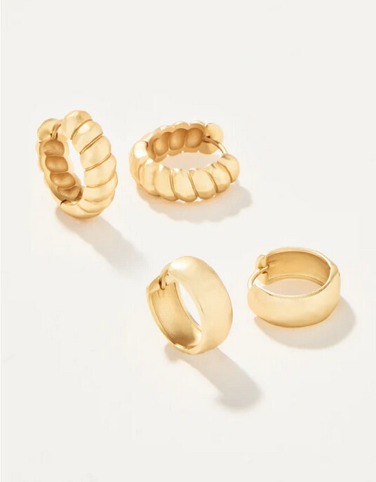 Classic Hoop Earring Set Gold (2 Pairs)