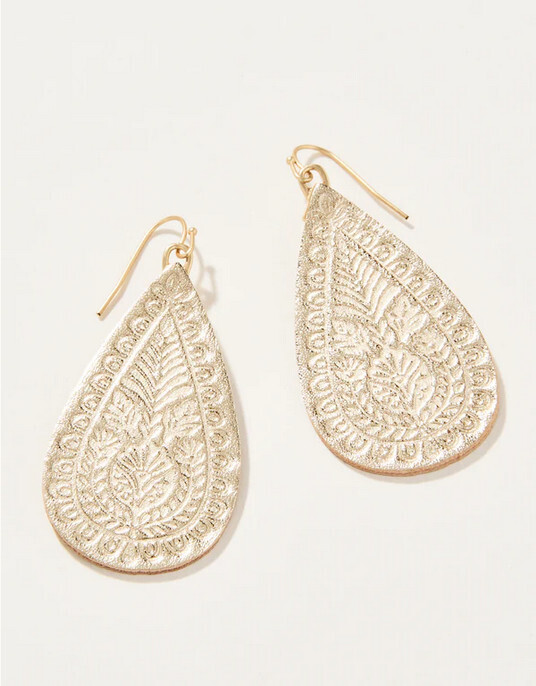Penelope Leather Earrings Gold