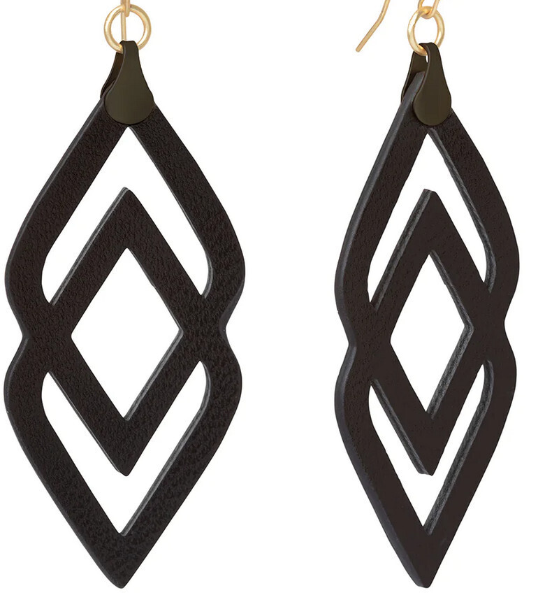 Deco Drama Leather Earrings Black