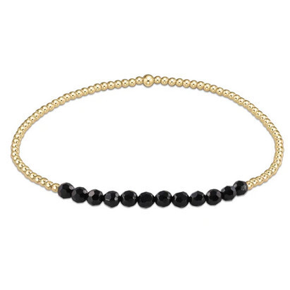 Gold Bliss 2mm Bead Bracelet Matte Onyx
