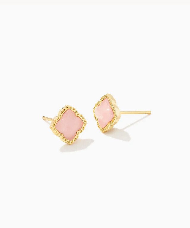 Mallory Stud Earrings Gold Rose Quartz