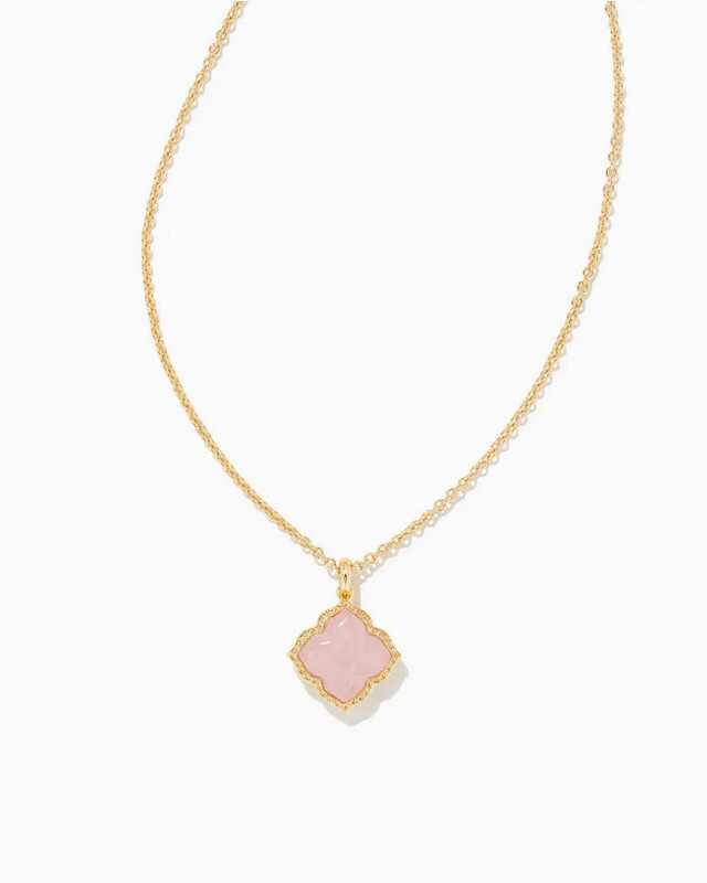 Mallory Pendant Necklace Gold Rose Quartz