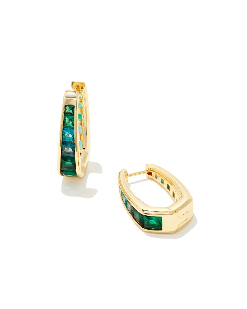 Parker Hoop Earring Gold Emerald Mix