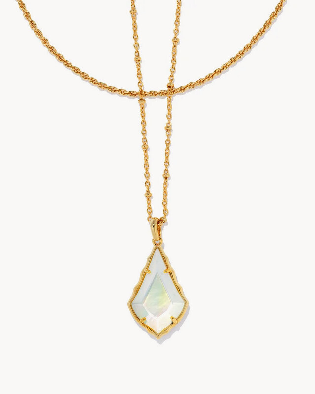 Faceted Alex Convertible Necklace Gold Ivory Illusion