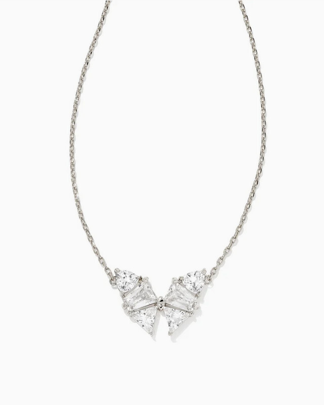 Blair Butterfly Necklace Rhodium White Crystal