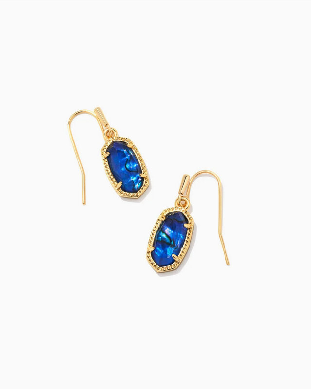 Lee Drop Earrings Gold Navy Abalone