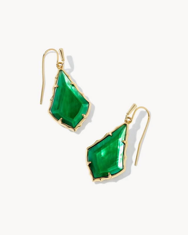 Alex Drop Earrings Gold Emerald Illusion