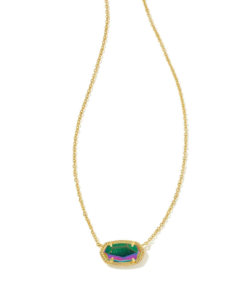 Elisa Necklace Gold Iridescent Blue Goldstone
