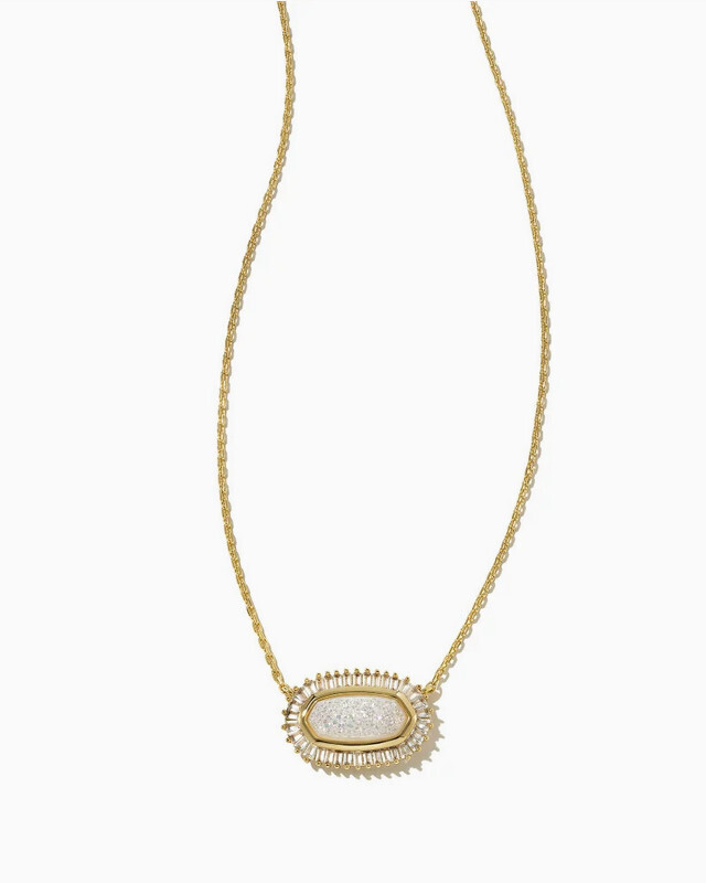 Baguette Elisa Pendant Necklace Gold Iridescent Drusy