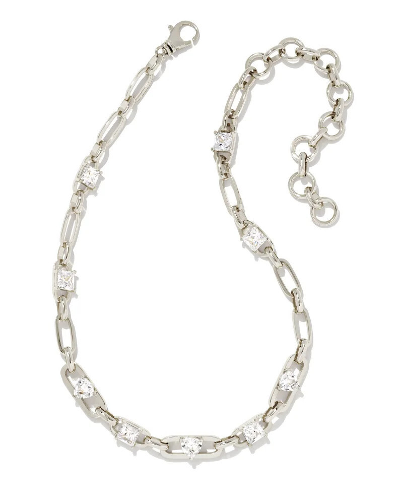 Blair Jewel Chain Necklace Rhodium White Crystal
