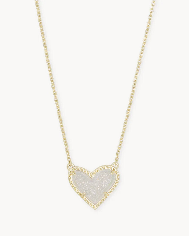 Ari Heart 20 in Pendant Gold Iridescent Drusy Necklace