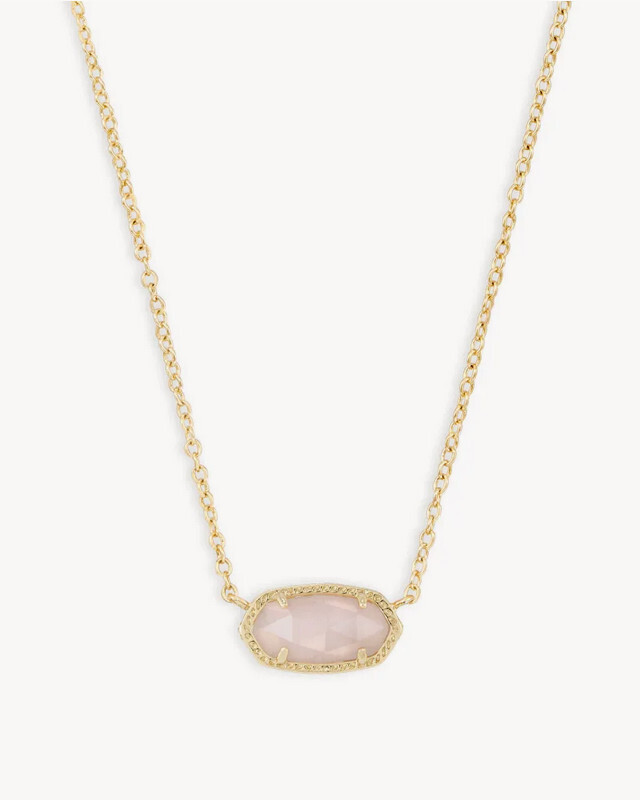 Elisa Satellite Short Necklace Gold Rose Quartz