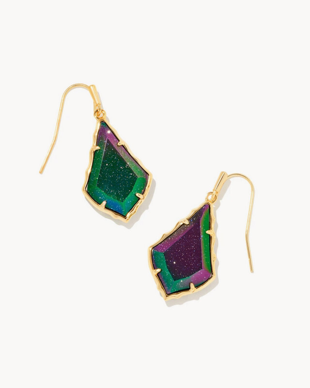 Alex Drop Earrings Gold Iridescent Blue