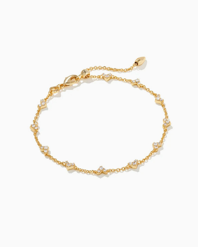 Haven Crystal Delicate Heart Bracelet Gold White Crystal
