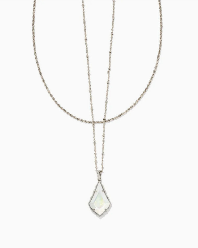 Faceted Alex Convertible Necklace Rhodium Ivory Illusion