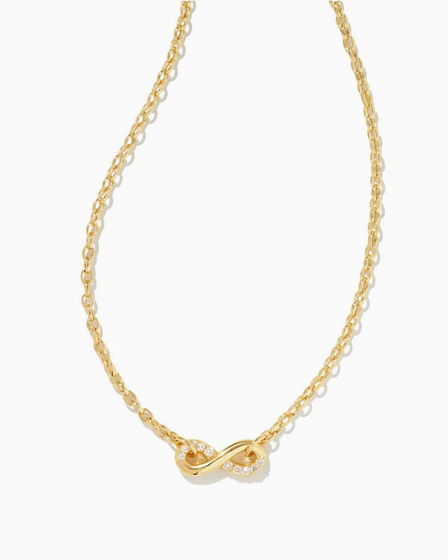 Annie Infinity Pendant Necklace Gold White Crystal