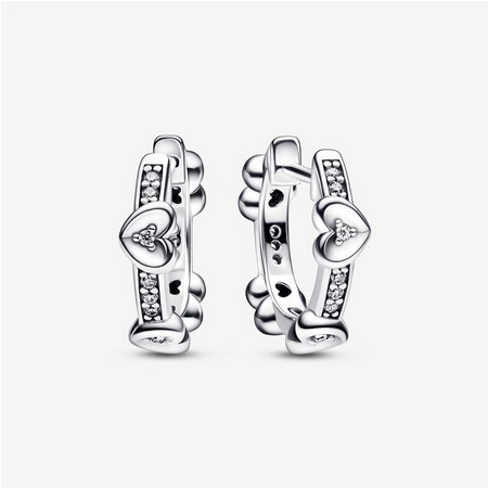 292498C01 Radiant Sparkling Hearts Hoop Earrings