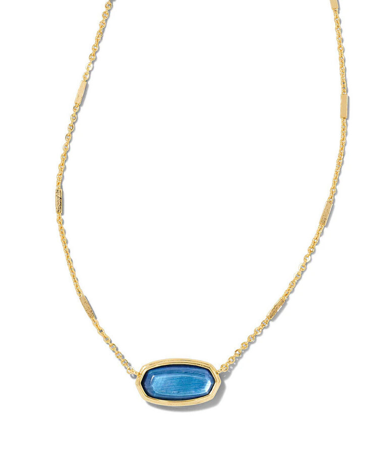 Elisa Short Pendant Necklace Gold Dark Blue MOP