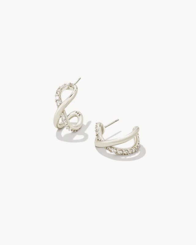 Annie Infinity Hug Earring Rhodium White Crystal