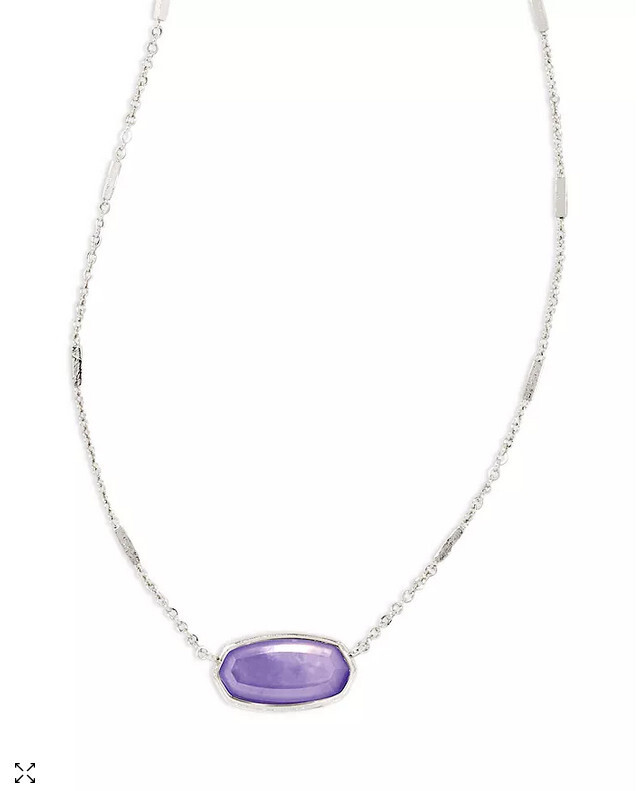 Elisa Short Pendant Necklace Rhodium Lavender Opalite Illusion