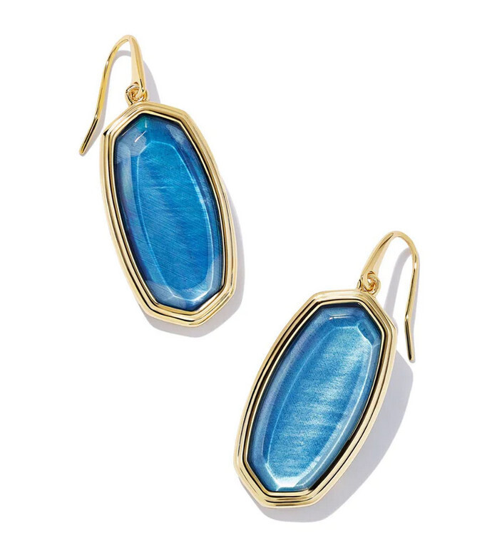 Earrings Elle Drop Gold Dark Blue MOP