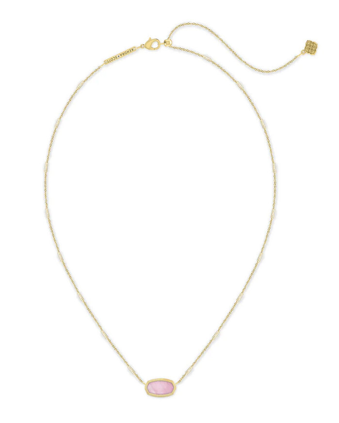 Elisa Short Pendant Necklace Gold Peony MOP