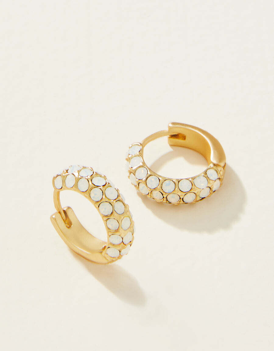 Cristal Pavé Hoop Earrings| Gold
