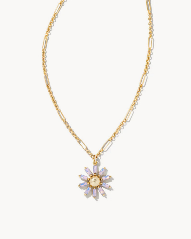Madison Daisy Short Pendant Gold Pink Opal Crystal