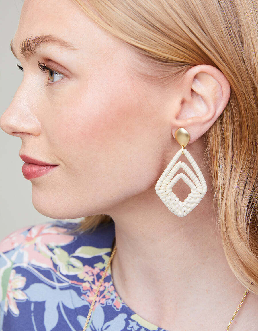 Jesse Wicker Earrings| White