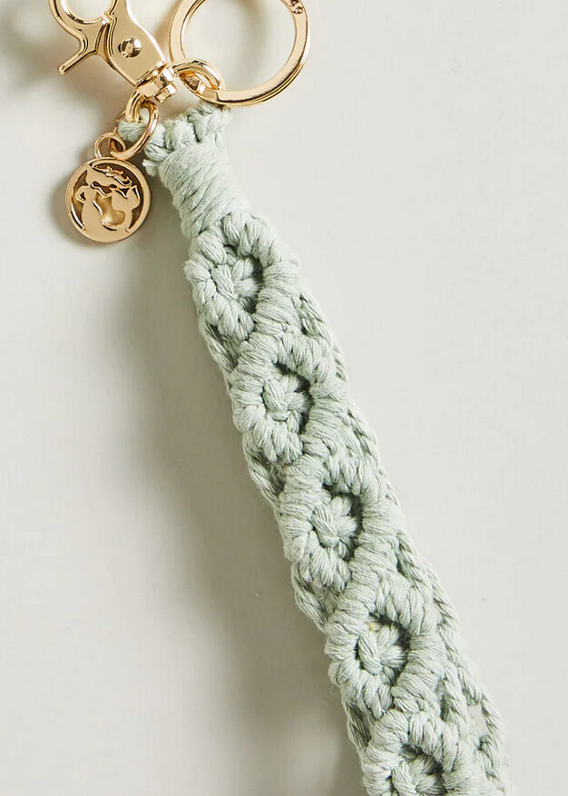 Macrame Wristlet Keychain Sea Foam