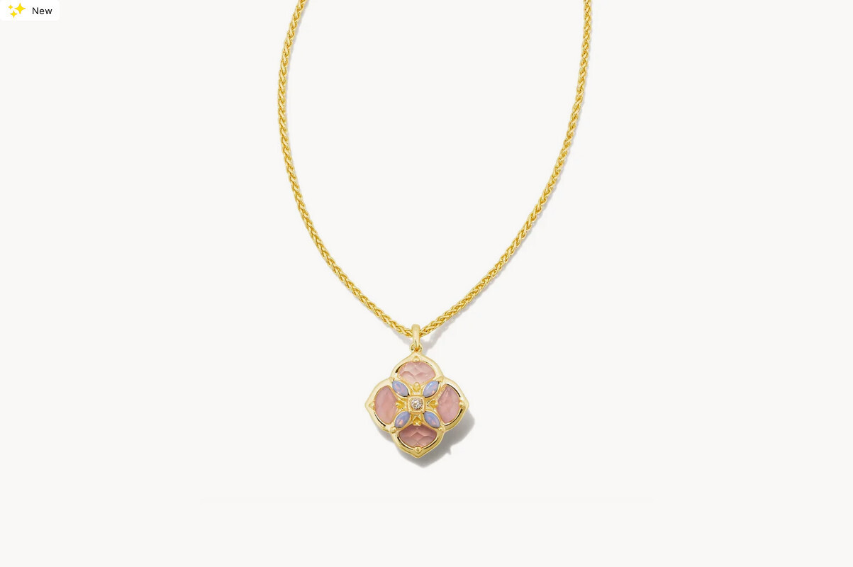 Necklace Dira Stone Short Pendant Gold Pink Mix