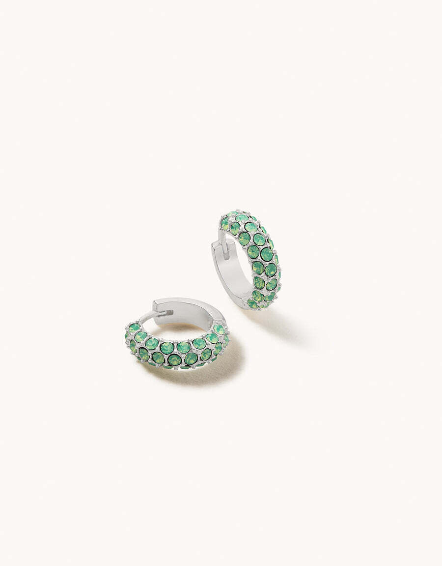 Atlantic Opal Pavé Hoop Earrings| Silver