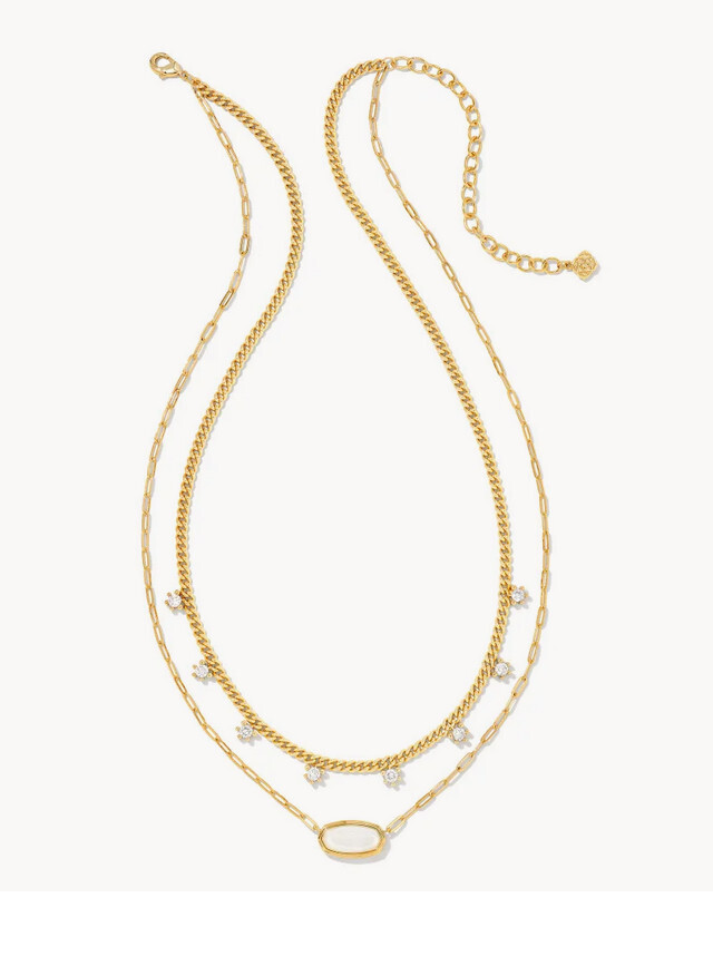 Framed Elisa Multi Strand Necklace Gold  Iridescent Opalite Illusion
