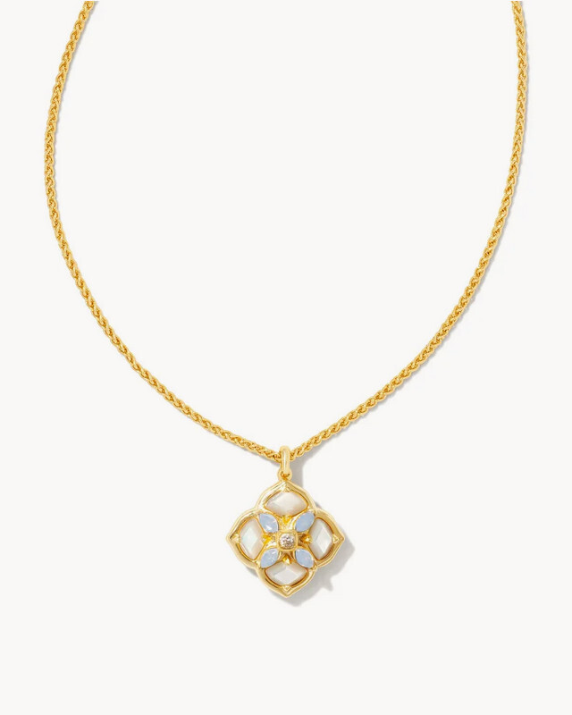 Necklace Dira Stone Short Pendant Gold Ivory Mix