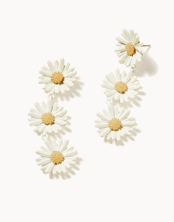 Daisy Dangle Earrings White