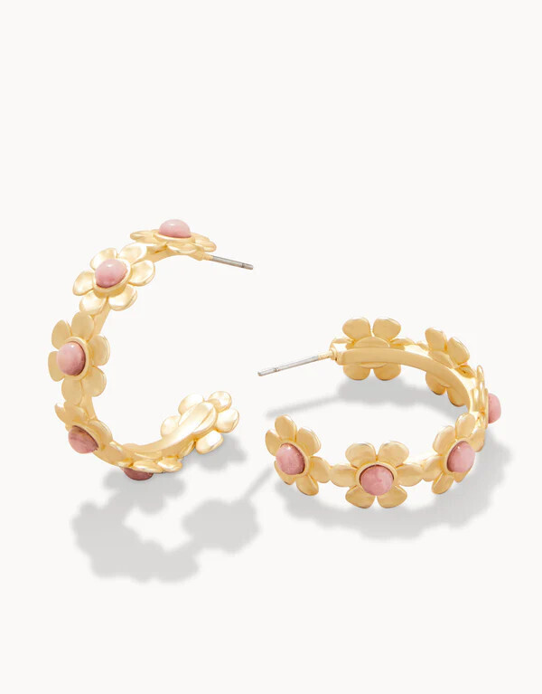 Primrose Hoop Earring Pink Rhodonite