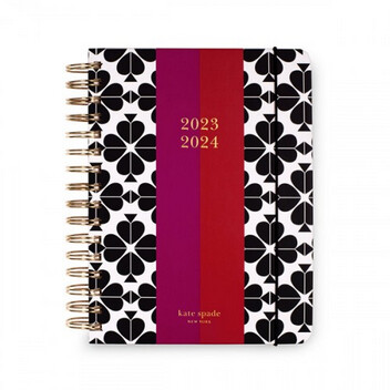 Large 17 Month Planner Black Spade Flower
