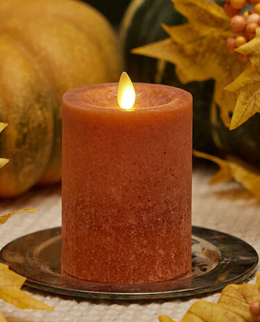 Flameless Candle Large Orange Wax  3 x 8.5