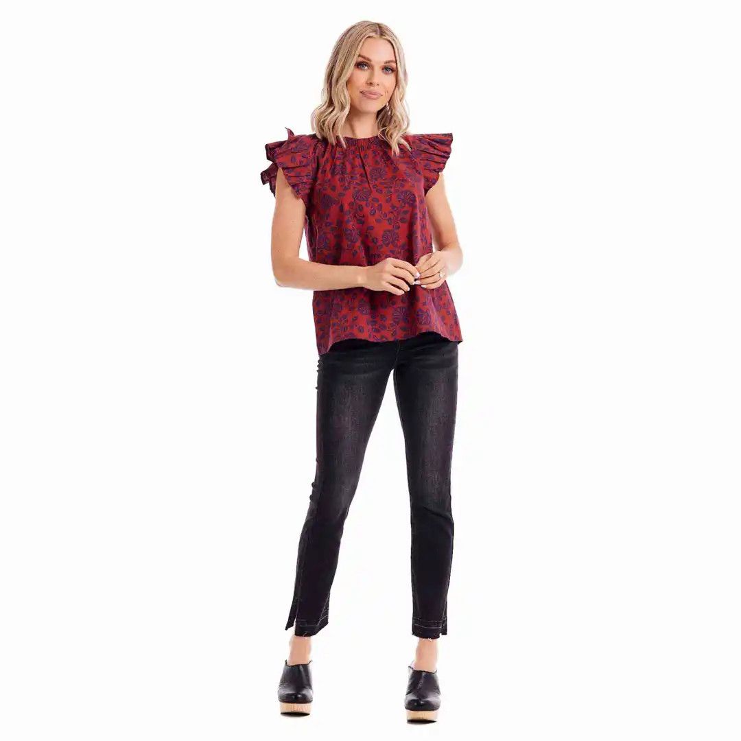 Salma Top Tan/Navy, Size: Small