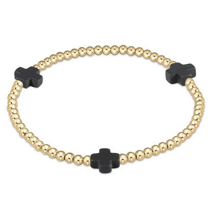 Signature Cross Gold 3mm Bracelet Charcoal