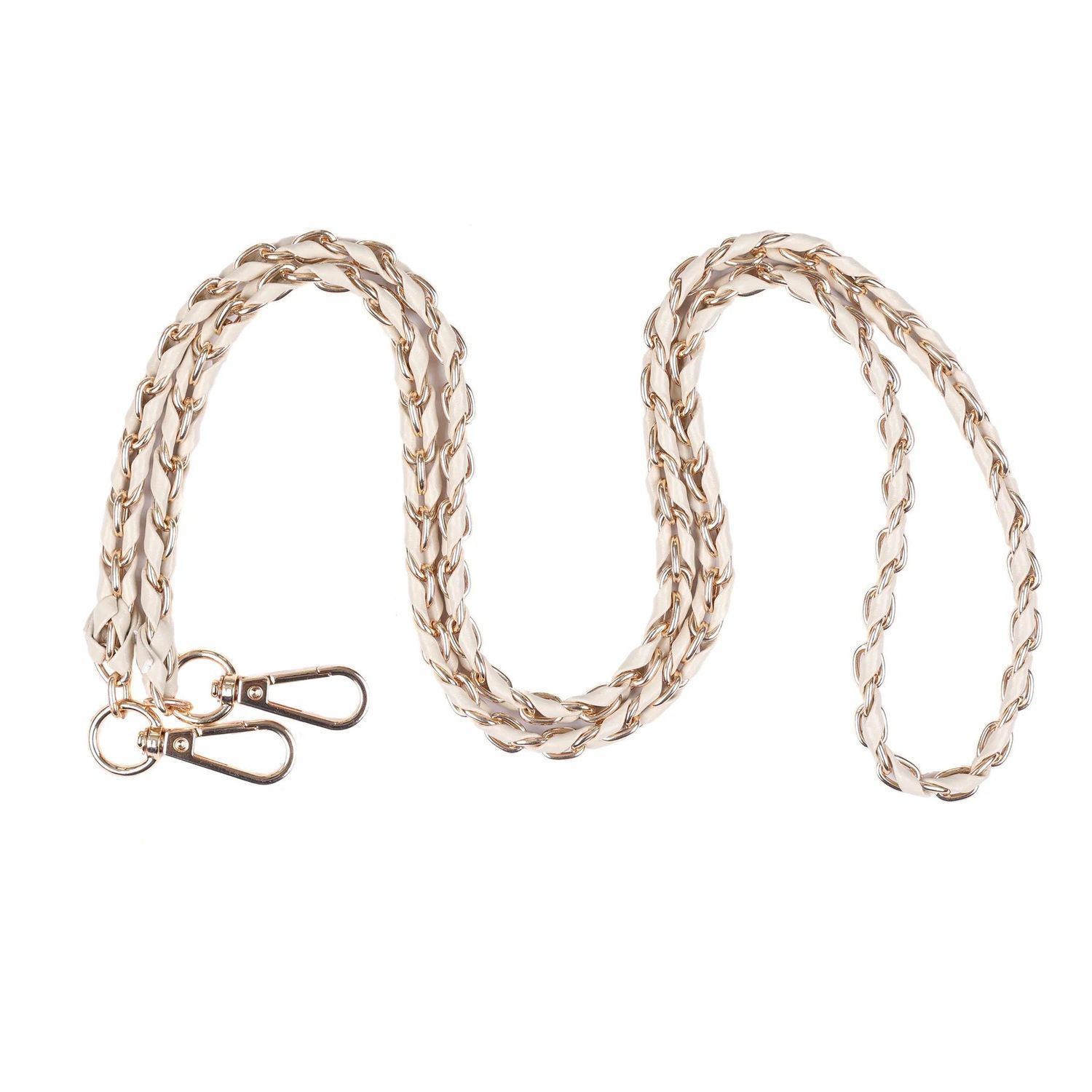 Pom Pom Strap Gold Chain Vanilla Weave