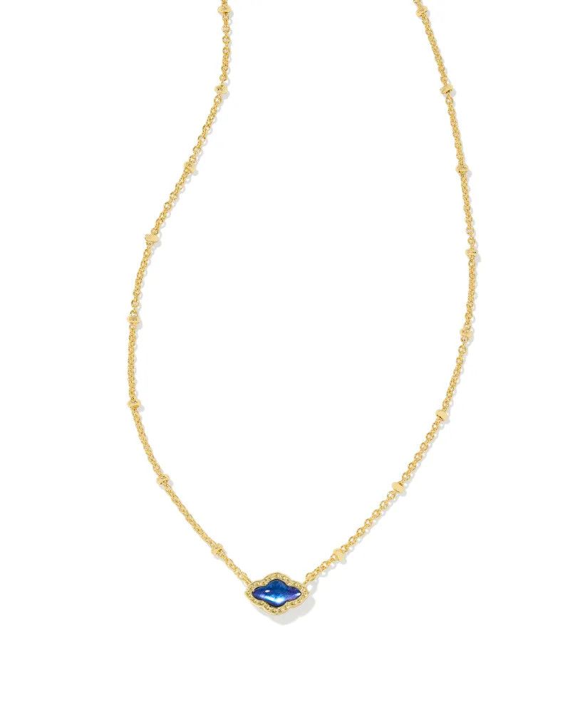 Mini Abbie Satellite Pendant Necklace Gold Navy Abalone