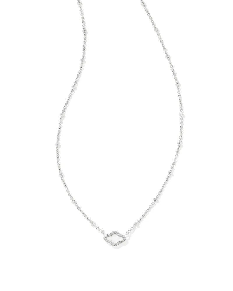 Mini Abbie Satellite Pendant Necklace Rhodium Ivory MOP