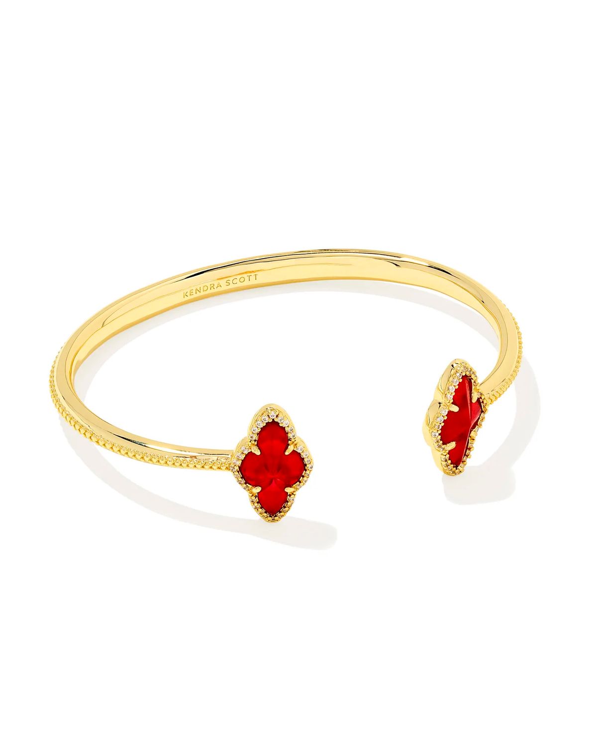 Abbie Gold Pave Frame Cuff Bracelet in Cranberry Illusion